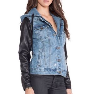 BlankNYC Denim Jacket w/vegan leather sleeves